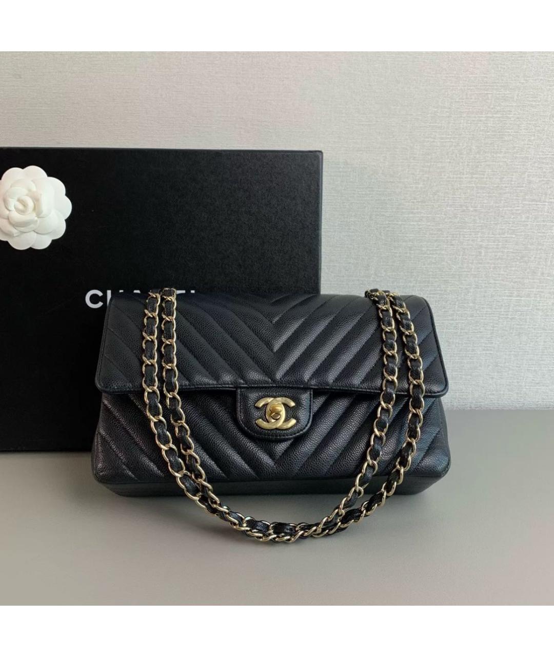 CHANEL Черная кожаная сумка через плечо, фото 6