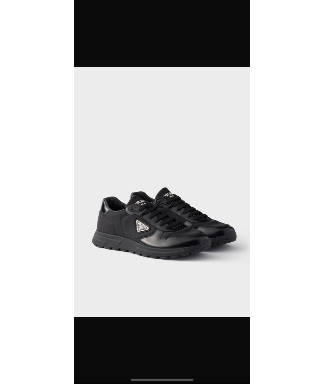 PRADA Черные кожаные низкие кроссовки / кеды, фото 3