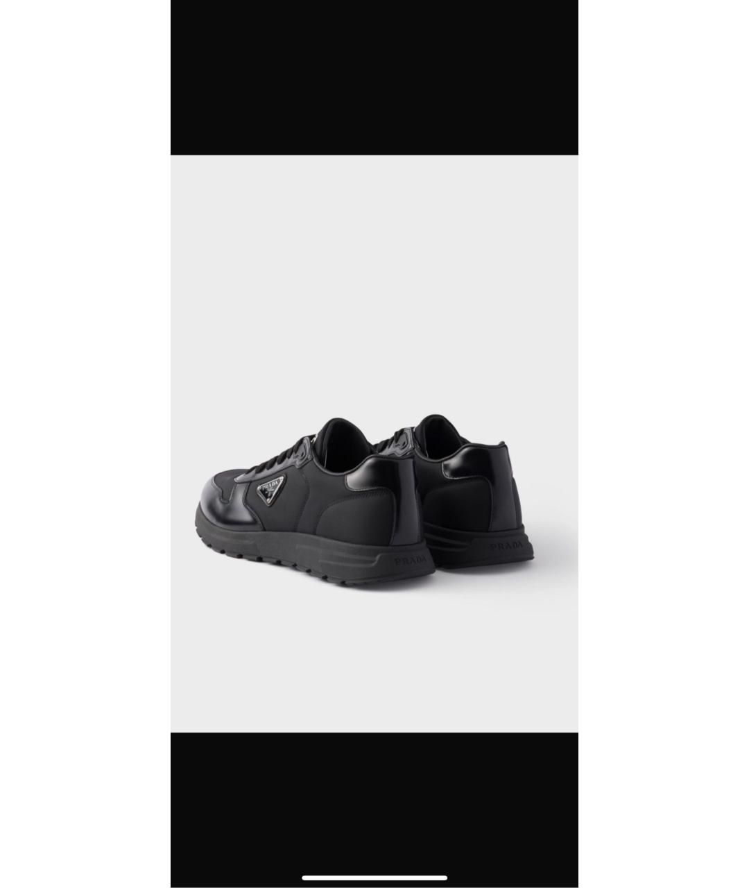 PRADA Черные кожаные низкие кроссовки / кеды, фото 4