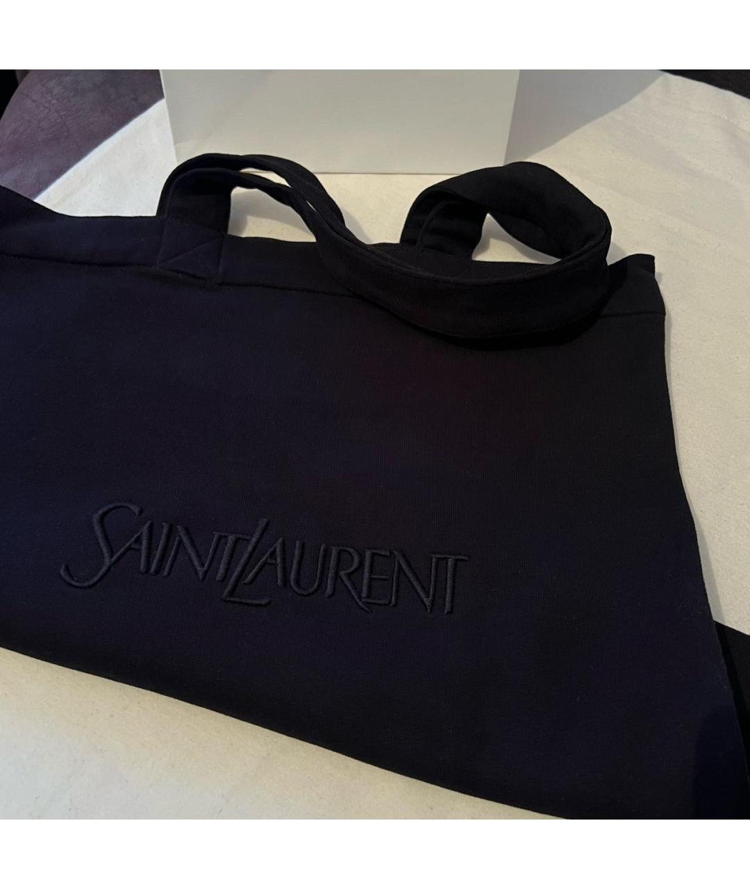 SAINT LAURENT Черная хлопковая сумка с короткими ручками, фото 3