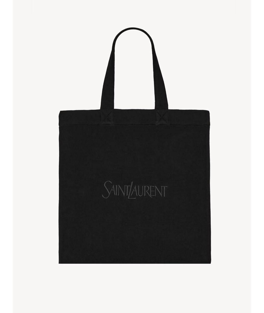 SAINT LAURENT Черная хлопковая сумка с короткими ручками, фото 6