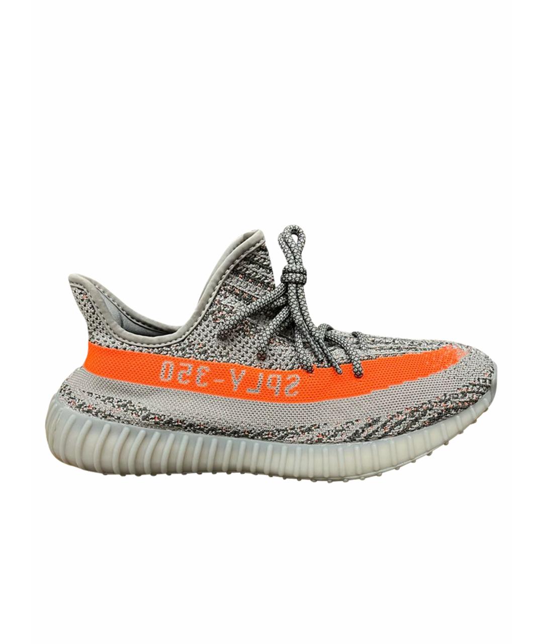 ADIDAS YEEZY Серые текстильные низкие кроссовки / кеды, фото 1