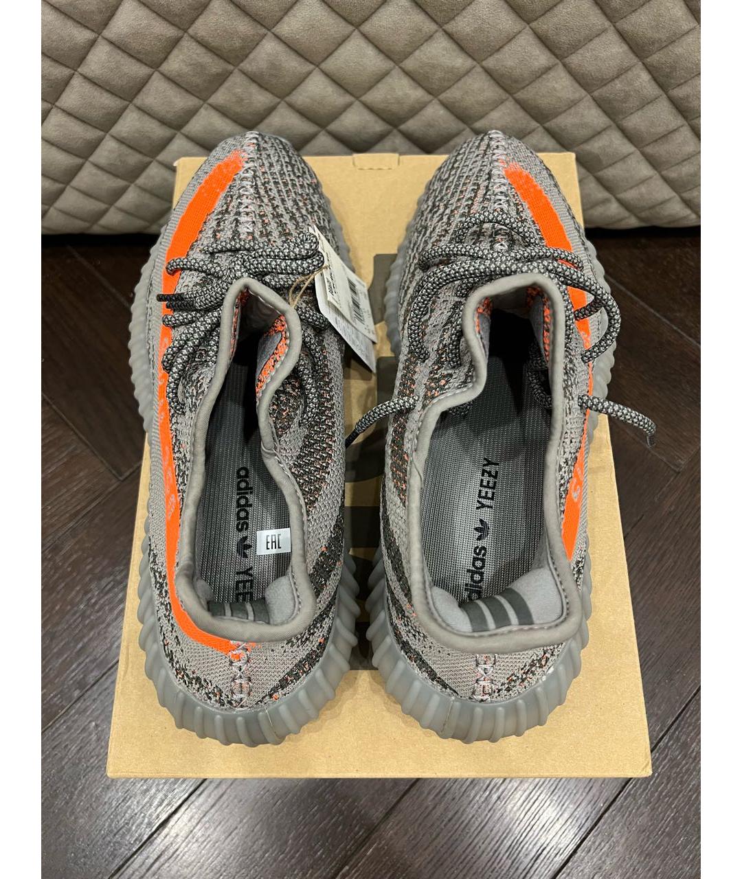 ADIDAS YEEZY Серые текстильные низкие кроссовки / кеды, фото 2