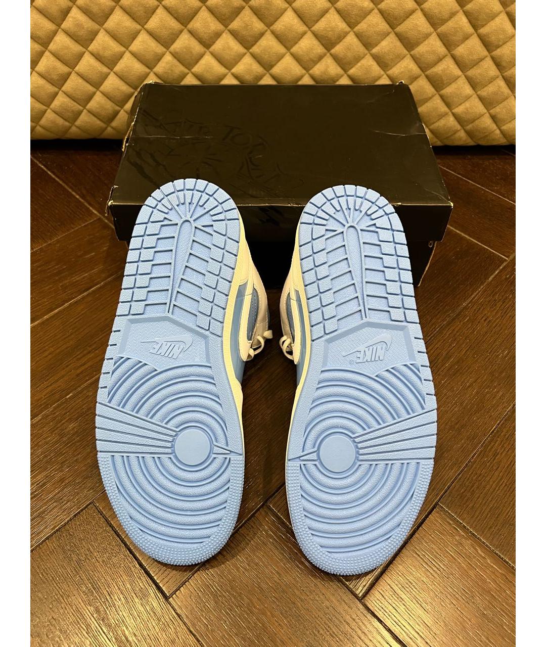 JORDAN Голубые кожаные высокие кроссовки / кеды, фото 5