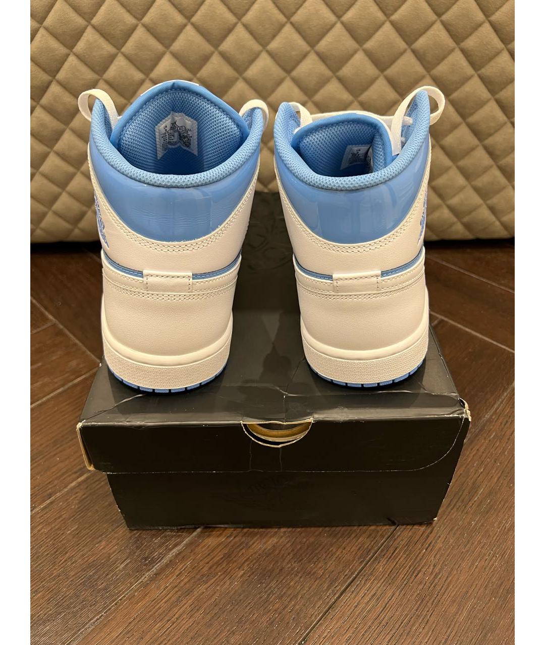 JORDAN Голубые кожаные высокие кроссовки / кеды, фото 3