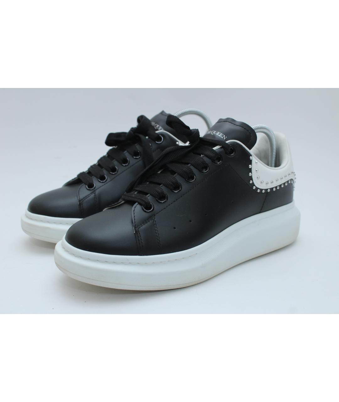 ALEXANDER MCQUEEN Черные кожаные низкие кроссовки / кеды, фото 3