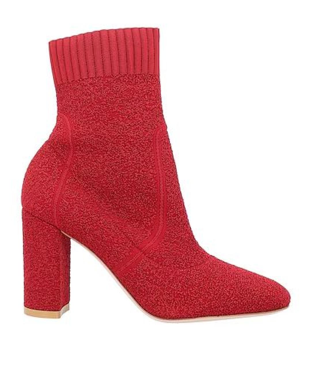 GIANVITO ROSSI Красные текстильные ботильоны, фото 1