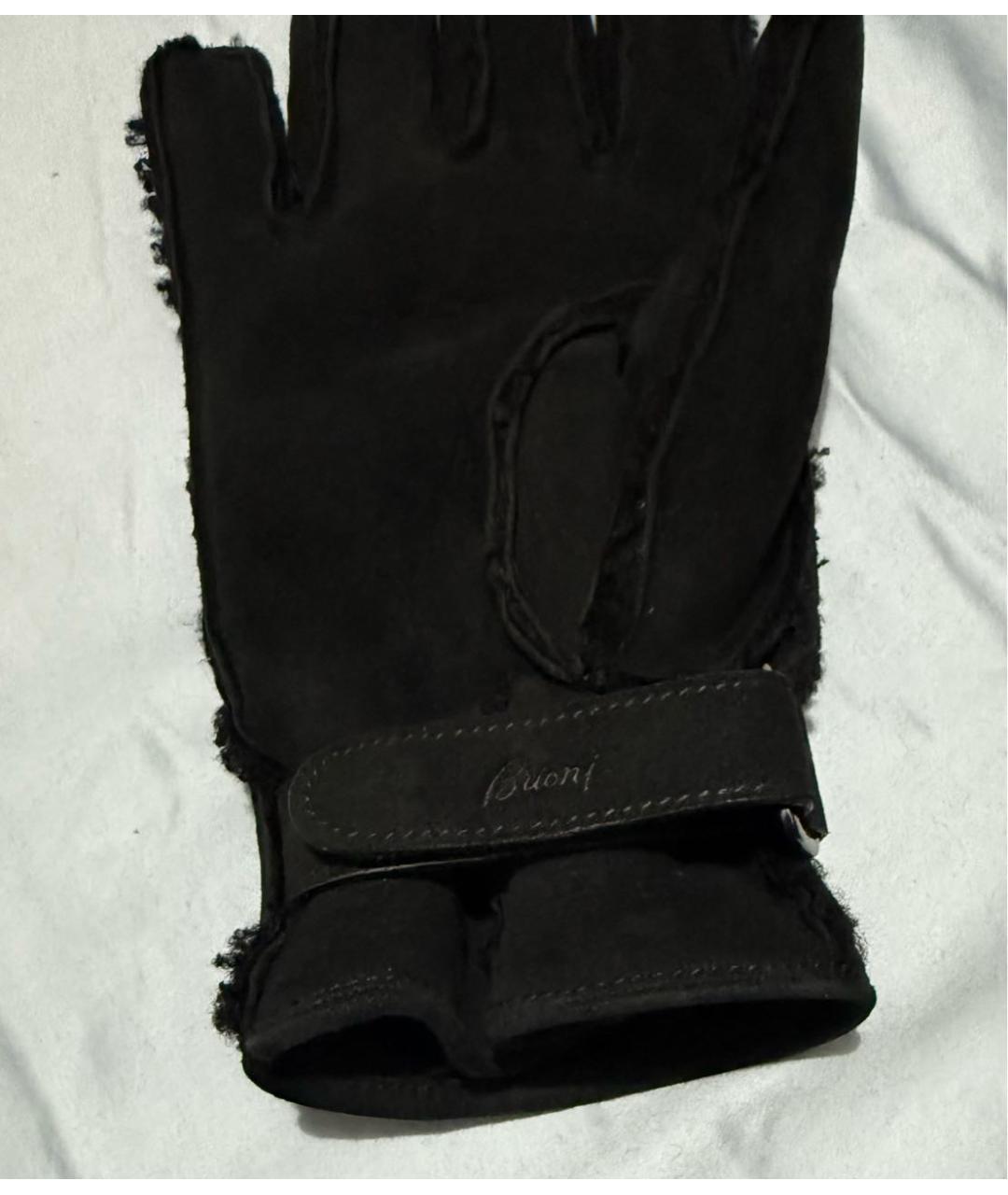 BRIONI Черные кожаные перчатки, фото 3