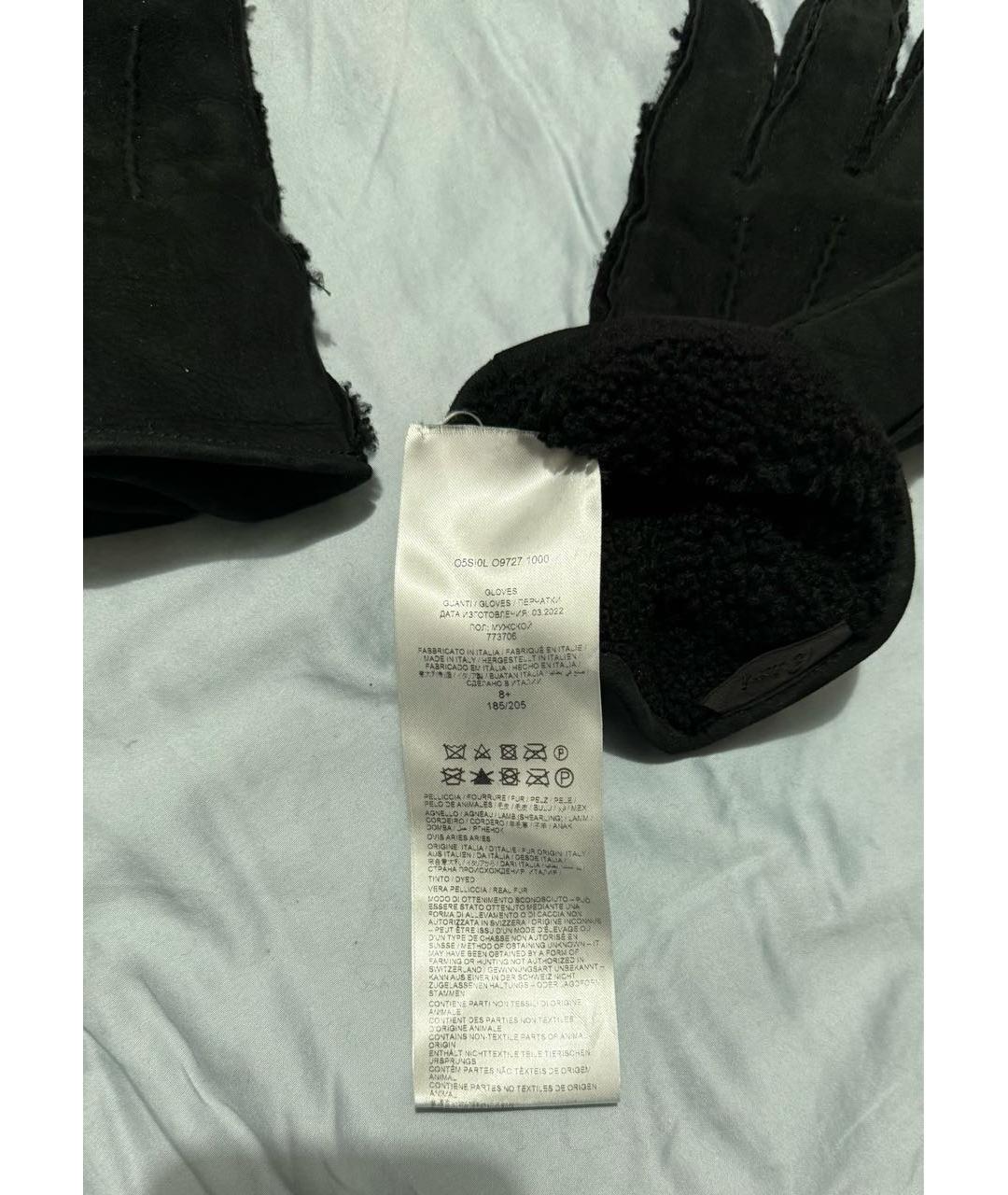 BRIONI Черные кожаные перчатки, фото 4