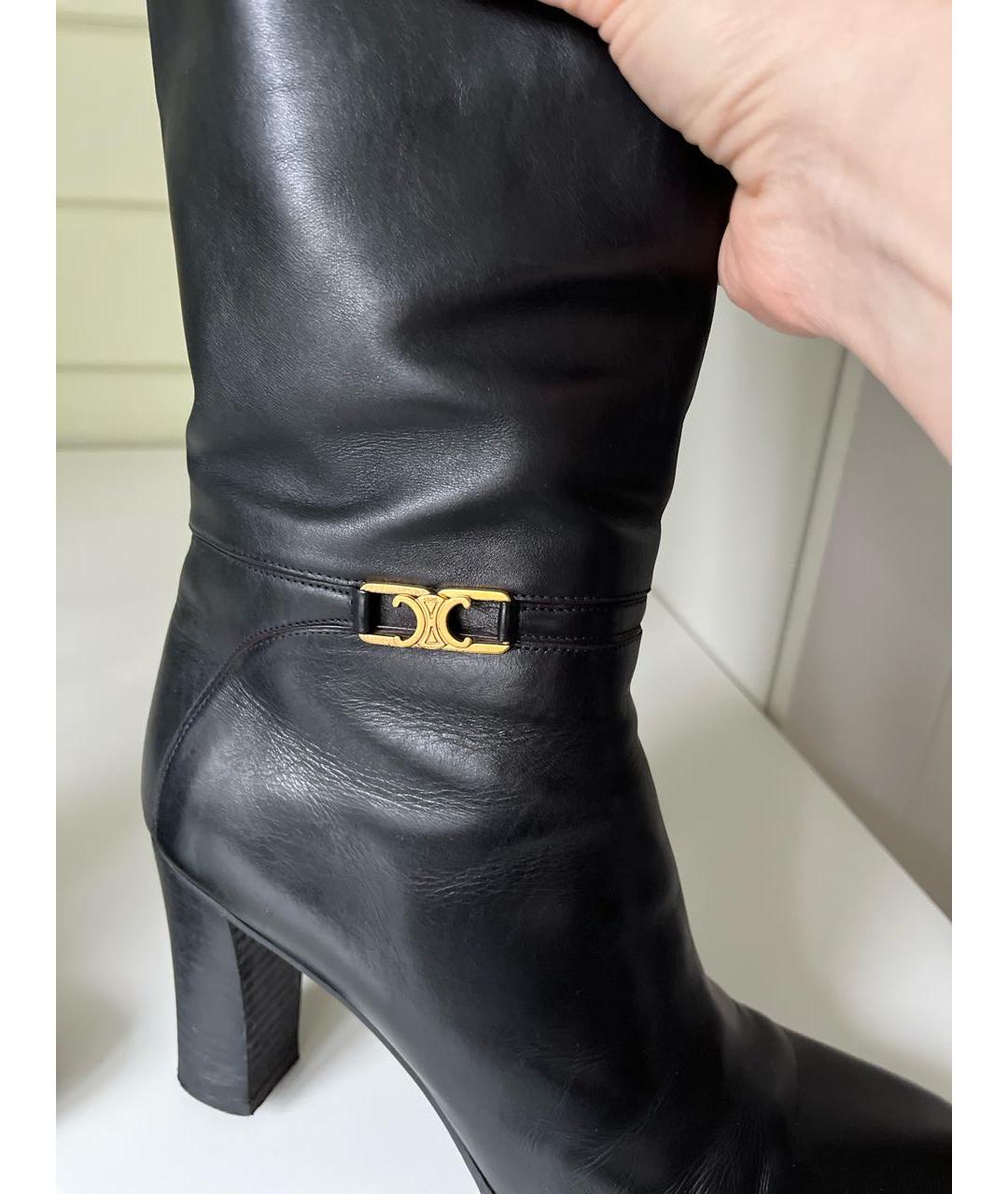 CELINE Черные кожаные сапоги, фото 5
