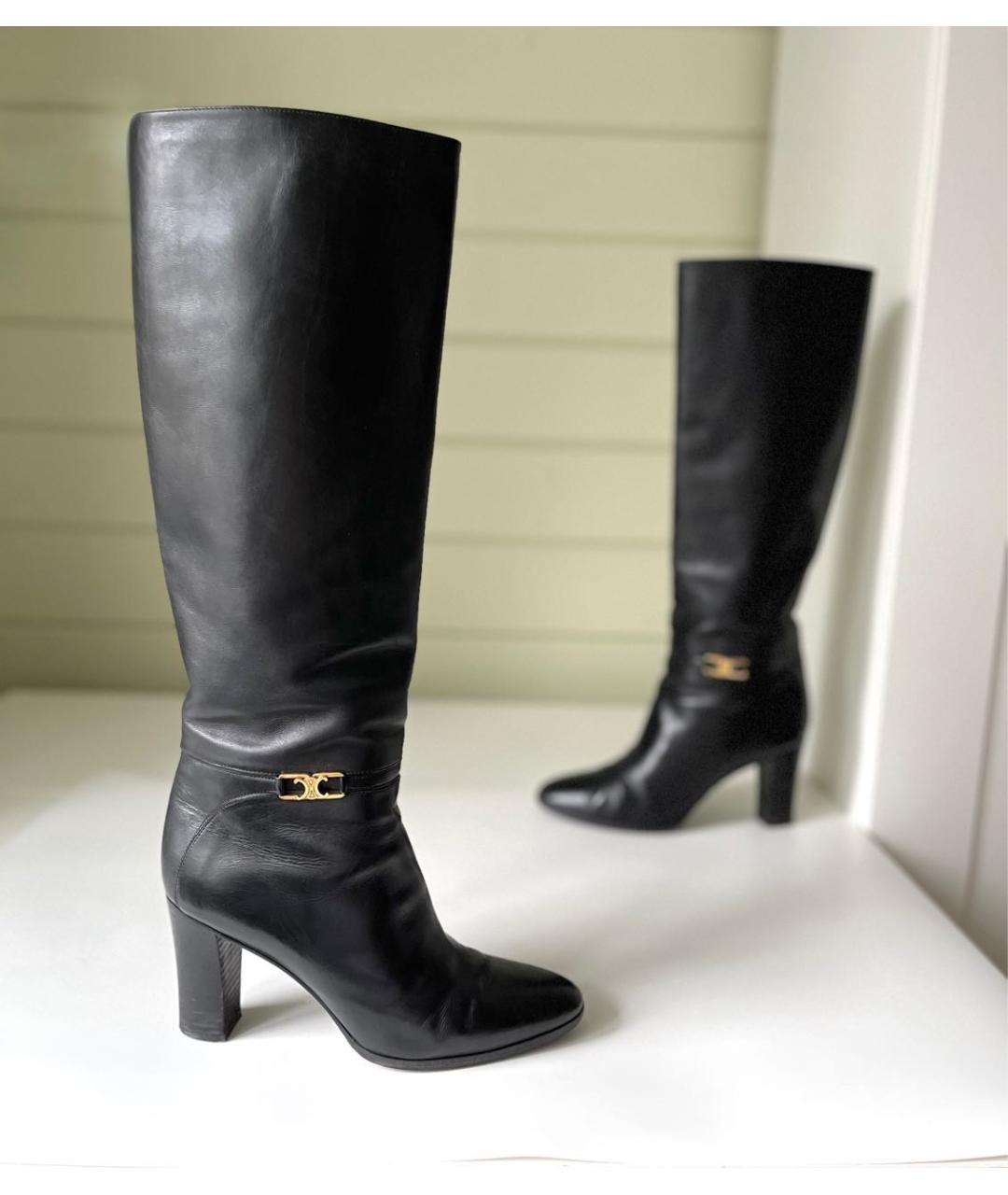 CELINE Черные кожаные сапоги, фото 9