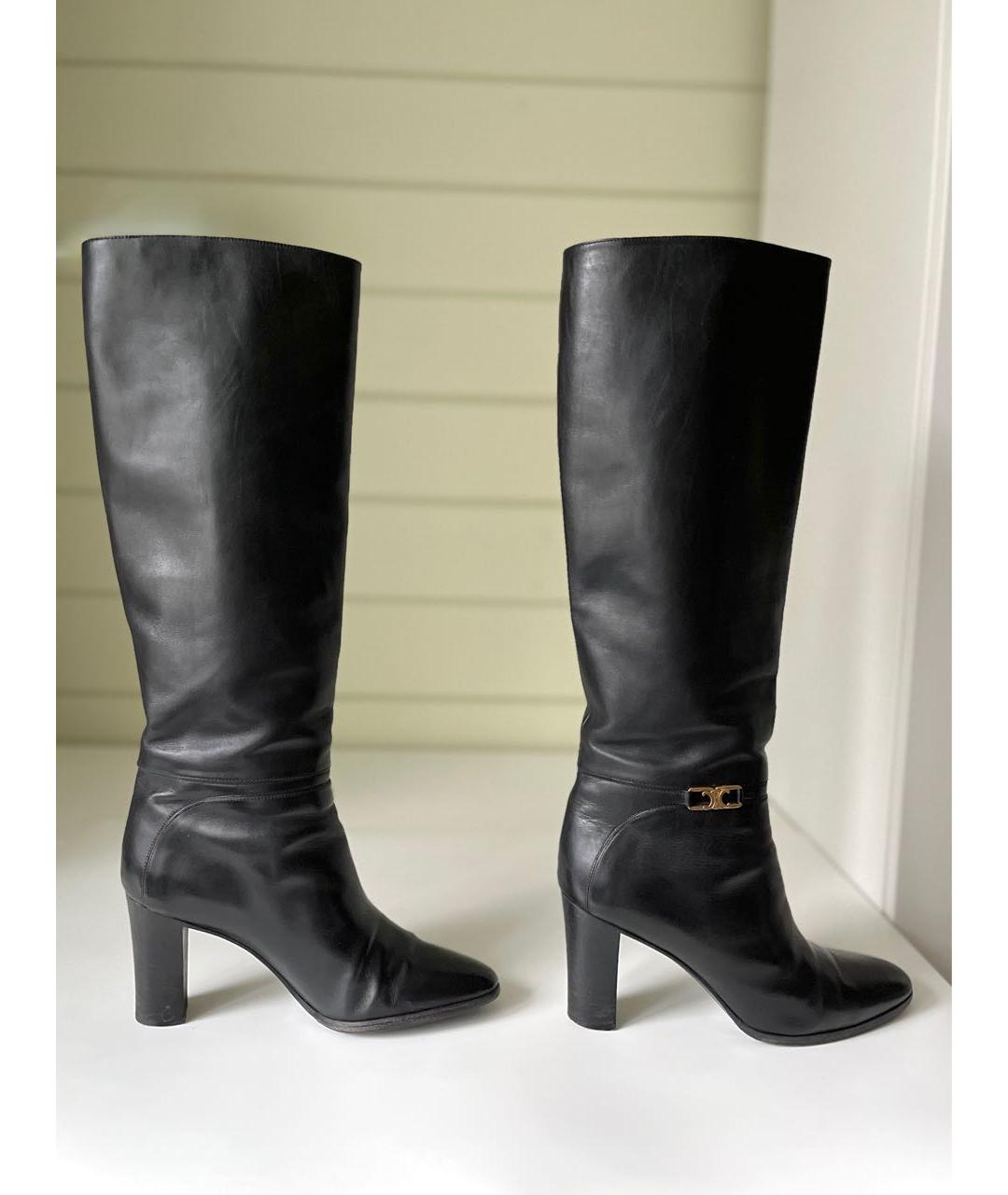 CELINE Черные кожаные сапоги, фото 4