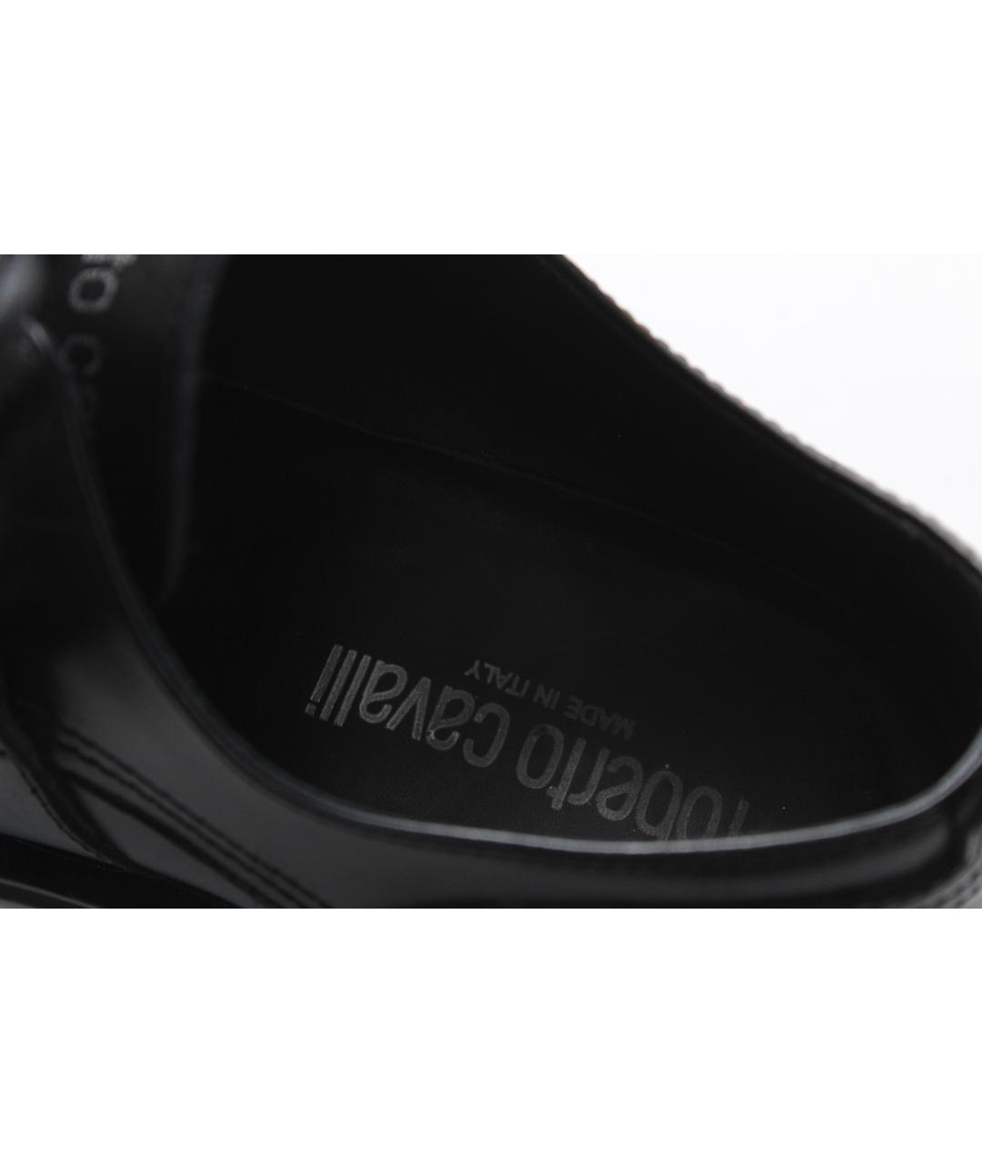 ROBERTO CAVALLI Черные кожаные туфли, фото 8