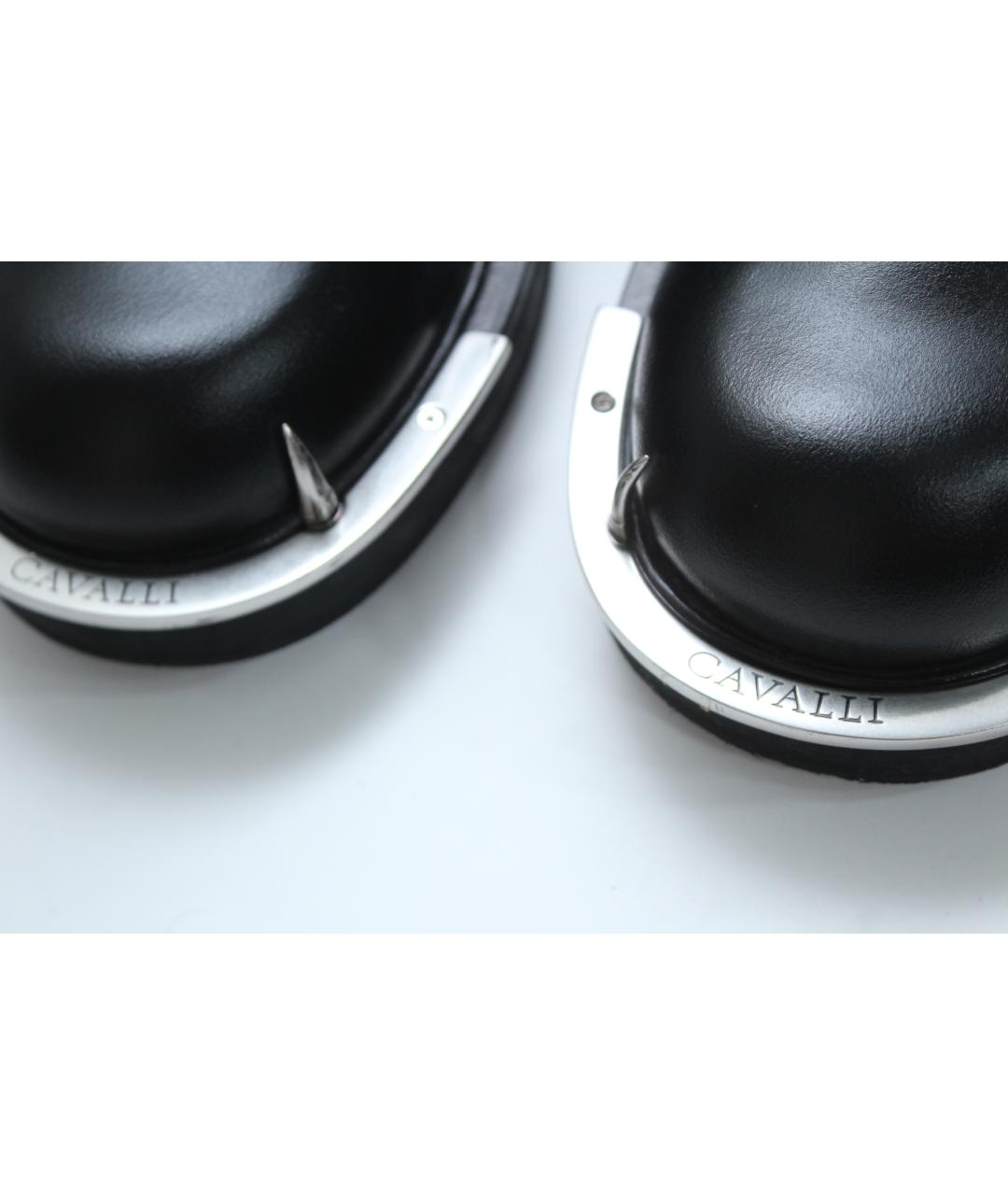 ROBERTO CAVALLI Черные кожаные туфли, фото 6