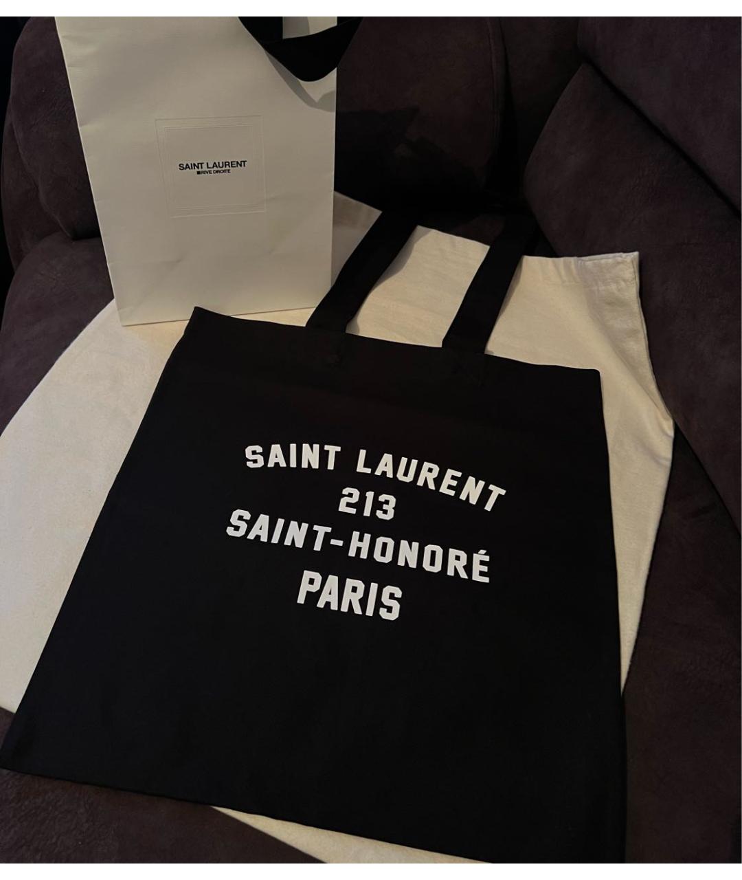 SAINT LAURENT Черная хлопковая сумка тоут, фото 4