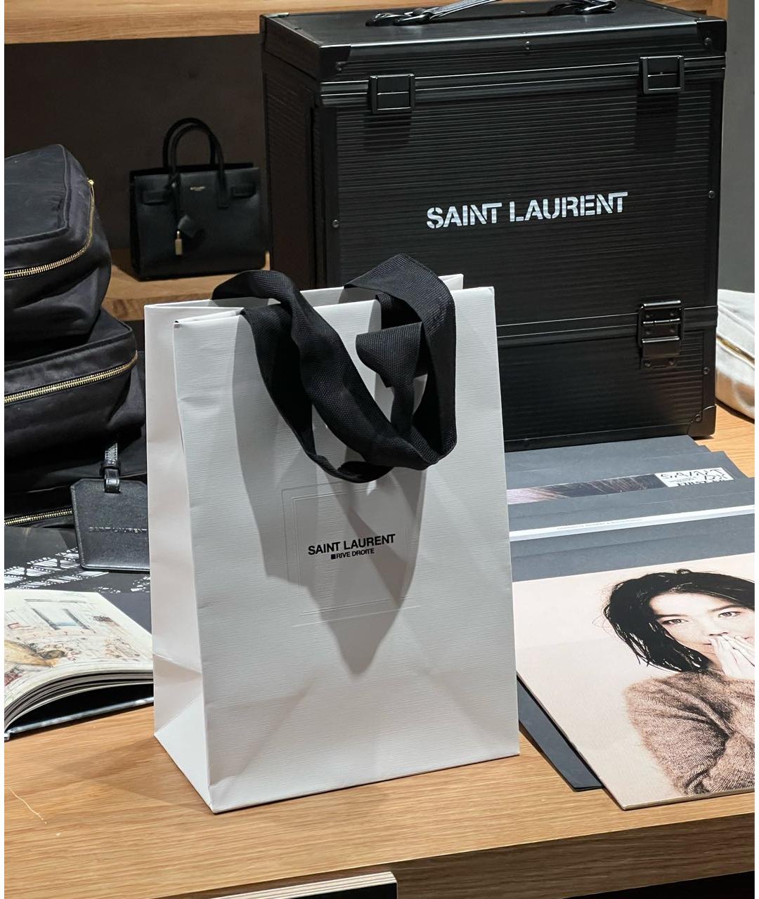 SAINT LAURENT Черная хлопковая сумка тоут, фото 7