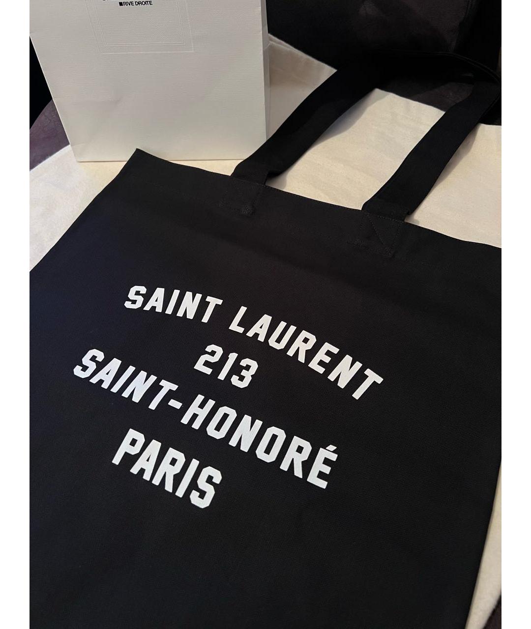 SAINT LAURENT Черная хлопковая сумка тоут, фото 5