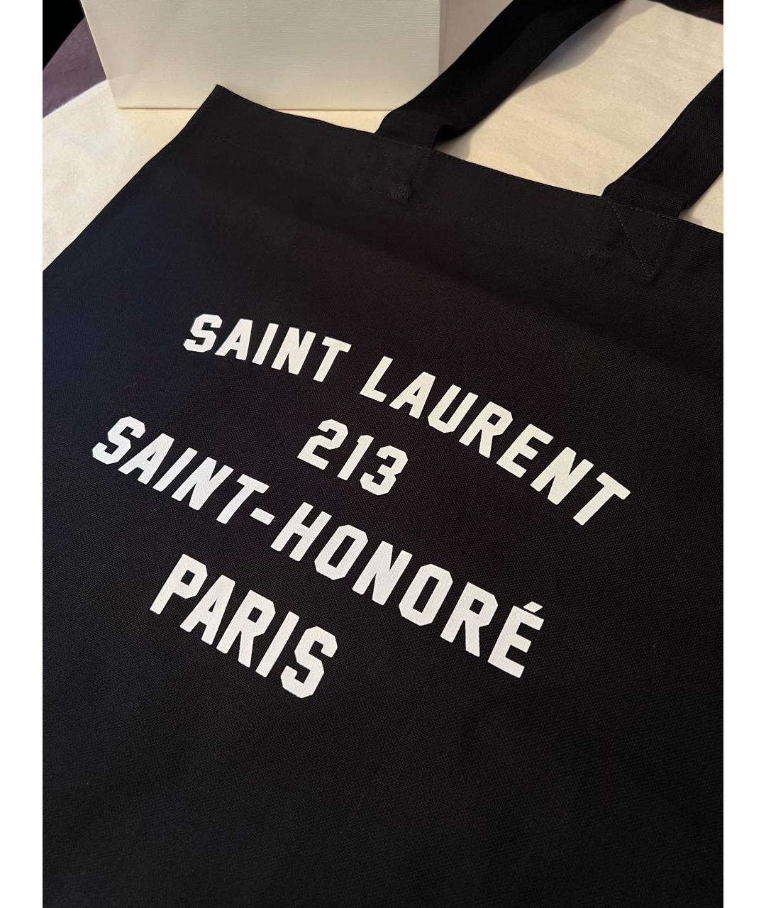 SAINT LAURENT Черная хлопковая сумка тоут, фото 3