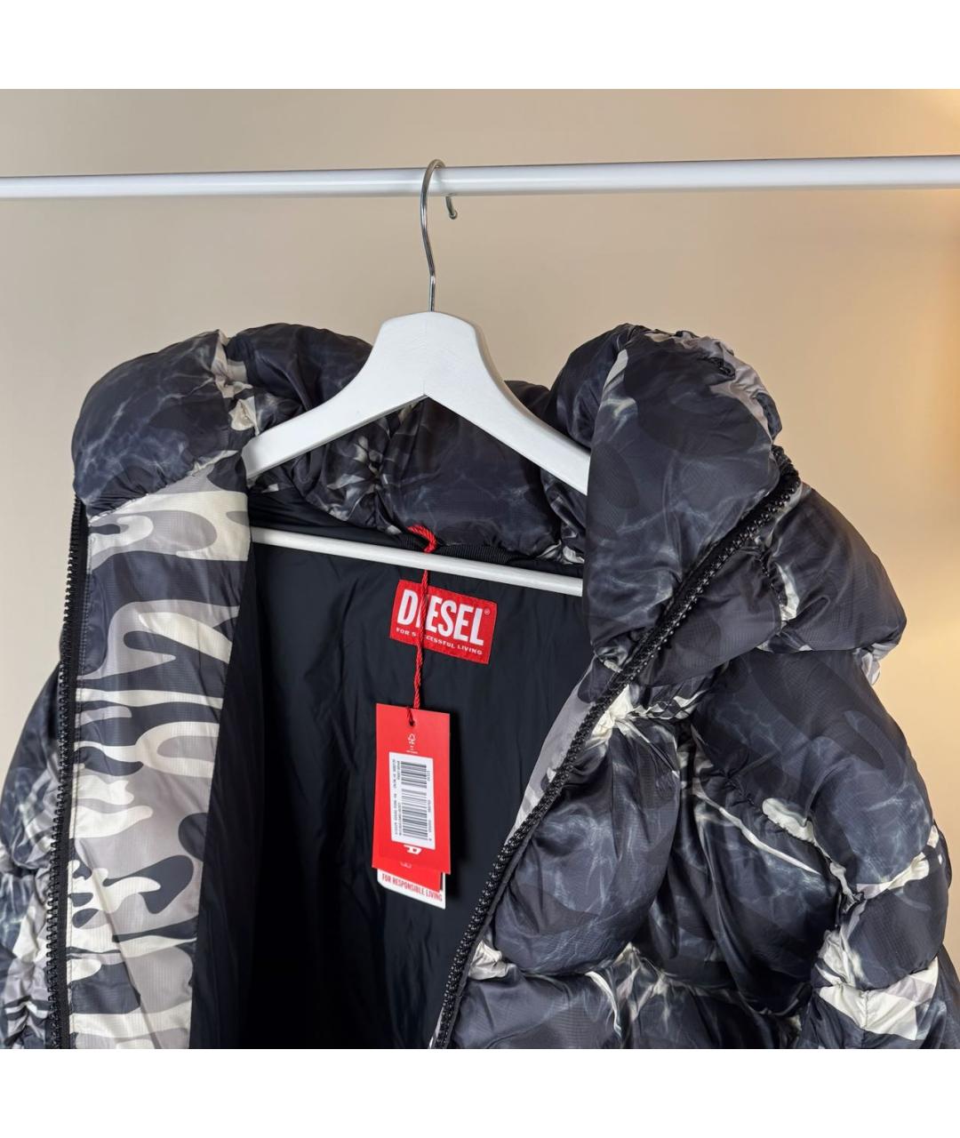 DIESEL Коричневый полиэстеровый пуховик, фото 6