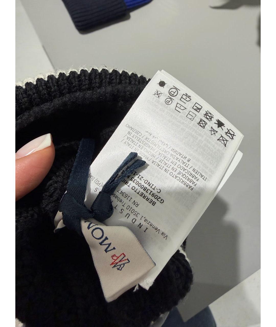 MONCLER Черная шерстяная шапка, фото 5