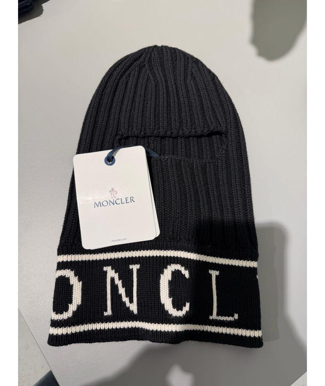 MONCLER Черная шерстяная шапка, фото 4