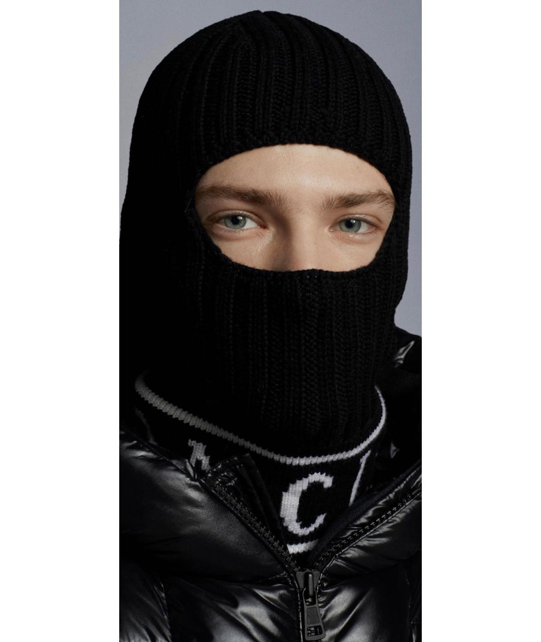 MONCLER Черная шерстяная шапка, фото 2