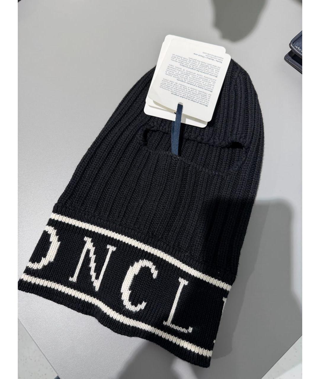 MONCLER Черная шерстяная шапка, фото 6