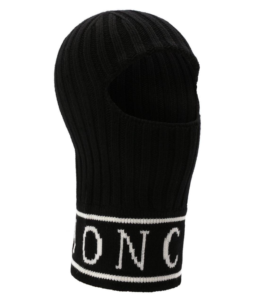 MONCLER Черная шерстяная шапка, фото 1