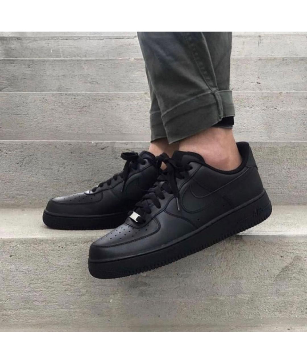 NIKE Черные кожаные низкие кроссовки / кеды, фото 8