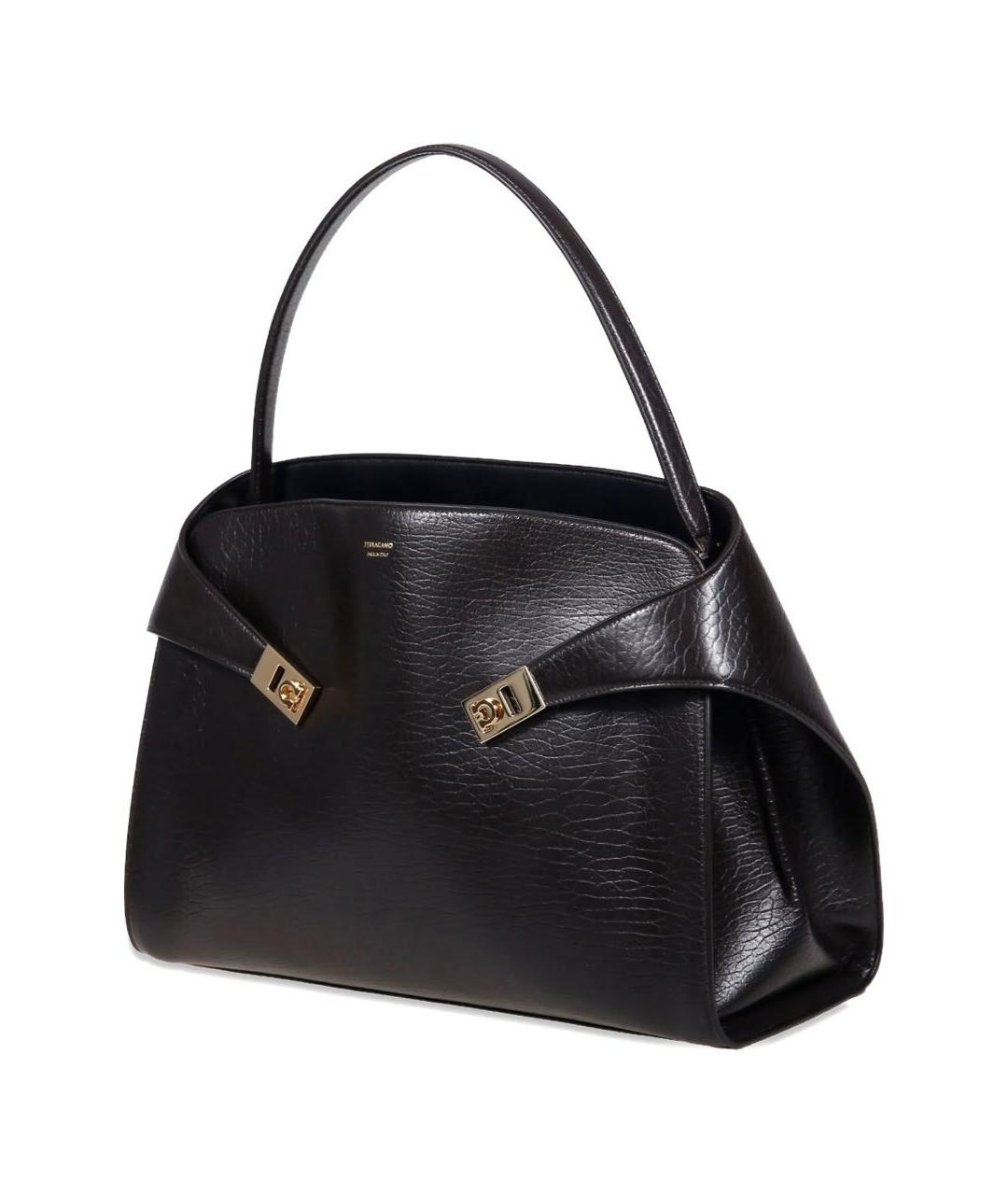 FERRAGAMO Коричневая кожаная сумка с короткими ручками, фото 5