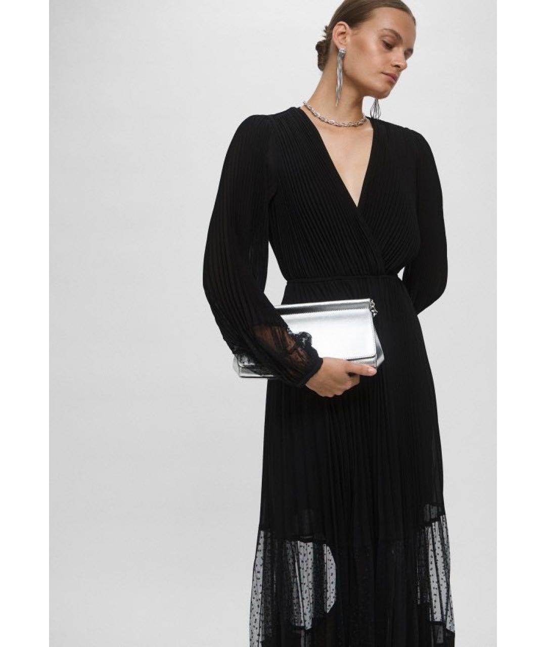 TWIN-SET Черное шифоновое вечернее платье, фото 5