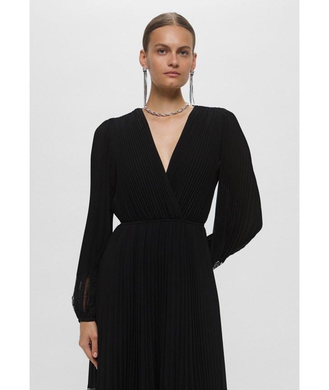 TWIN-SET Черное шифоновое вечернее платье, фото 7