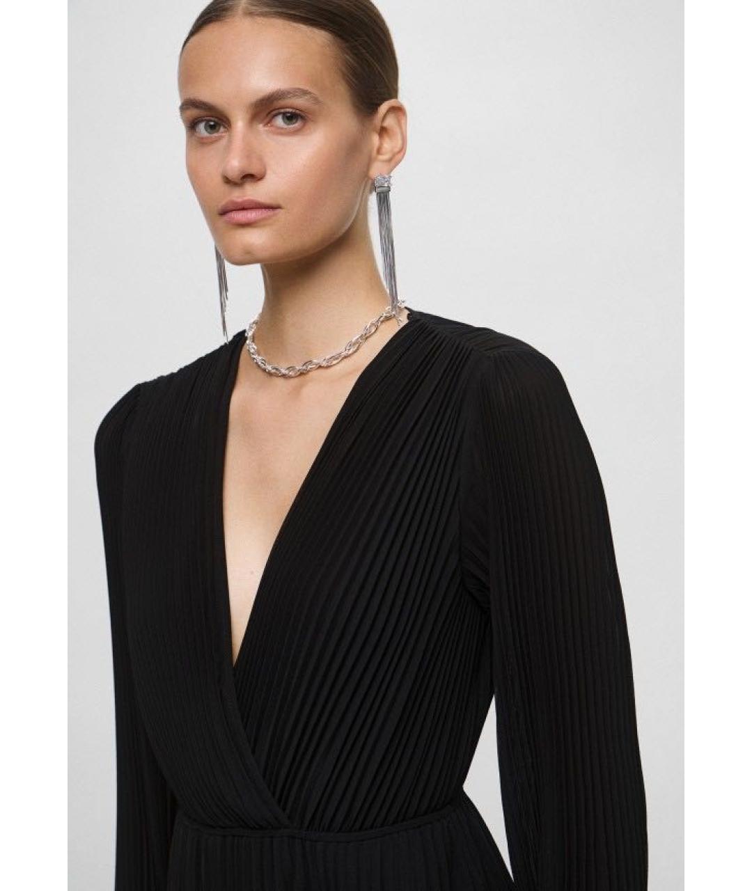 TWIN-SET Черное шифоновое вечернее платье, фото 4