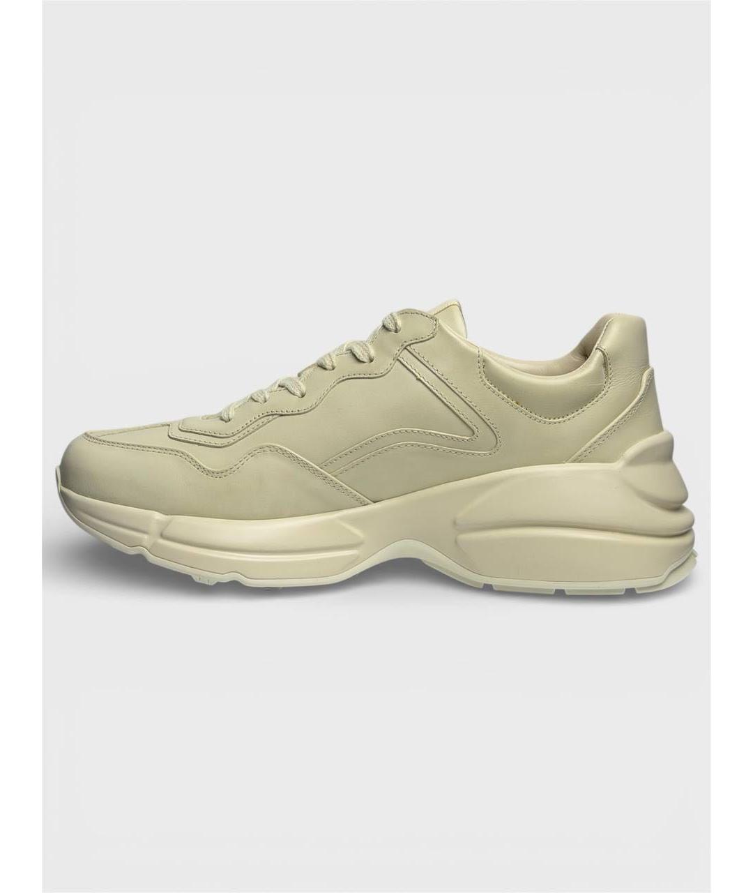 GUCCI Бежевые кожаные высокие кроссовки / кеды, фото 2