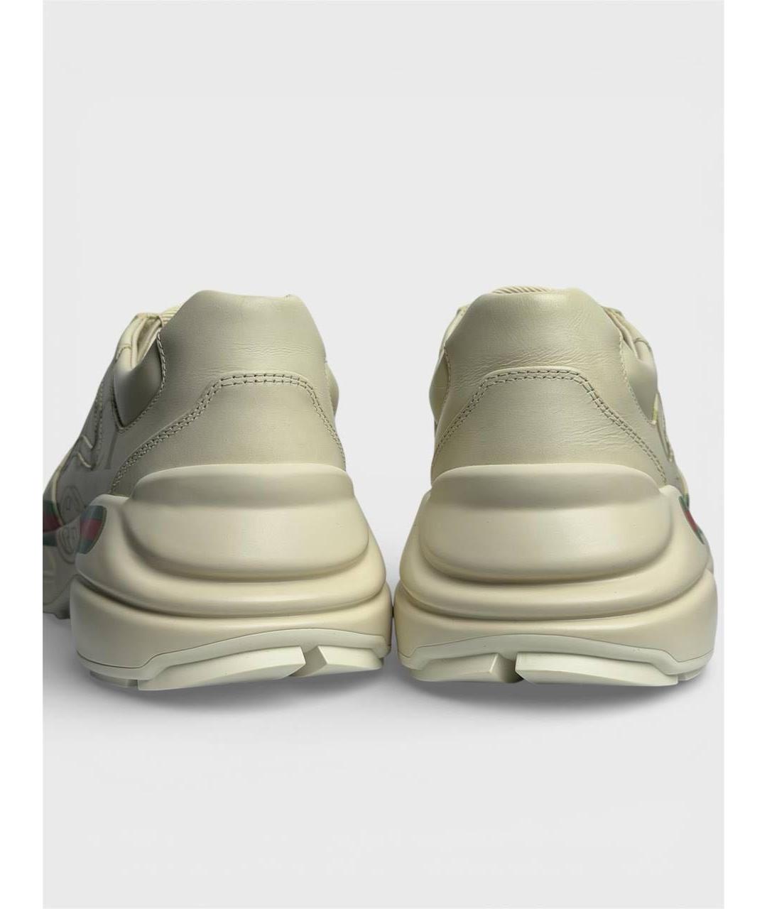 GUCCI Бежевые кожаные высокие кроссовки / кеды, фото 5