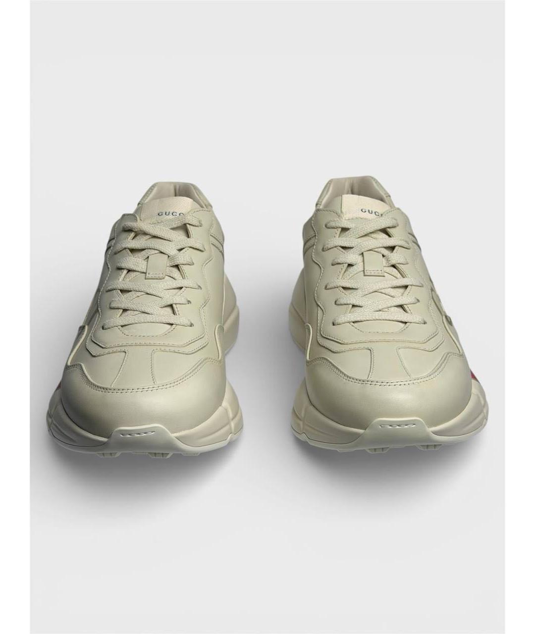 GUCCI Бежевые кожаные высокие кроссовки / кеды, фото 4