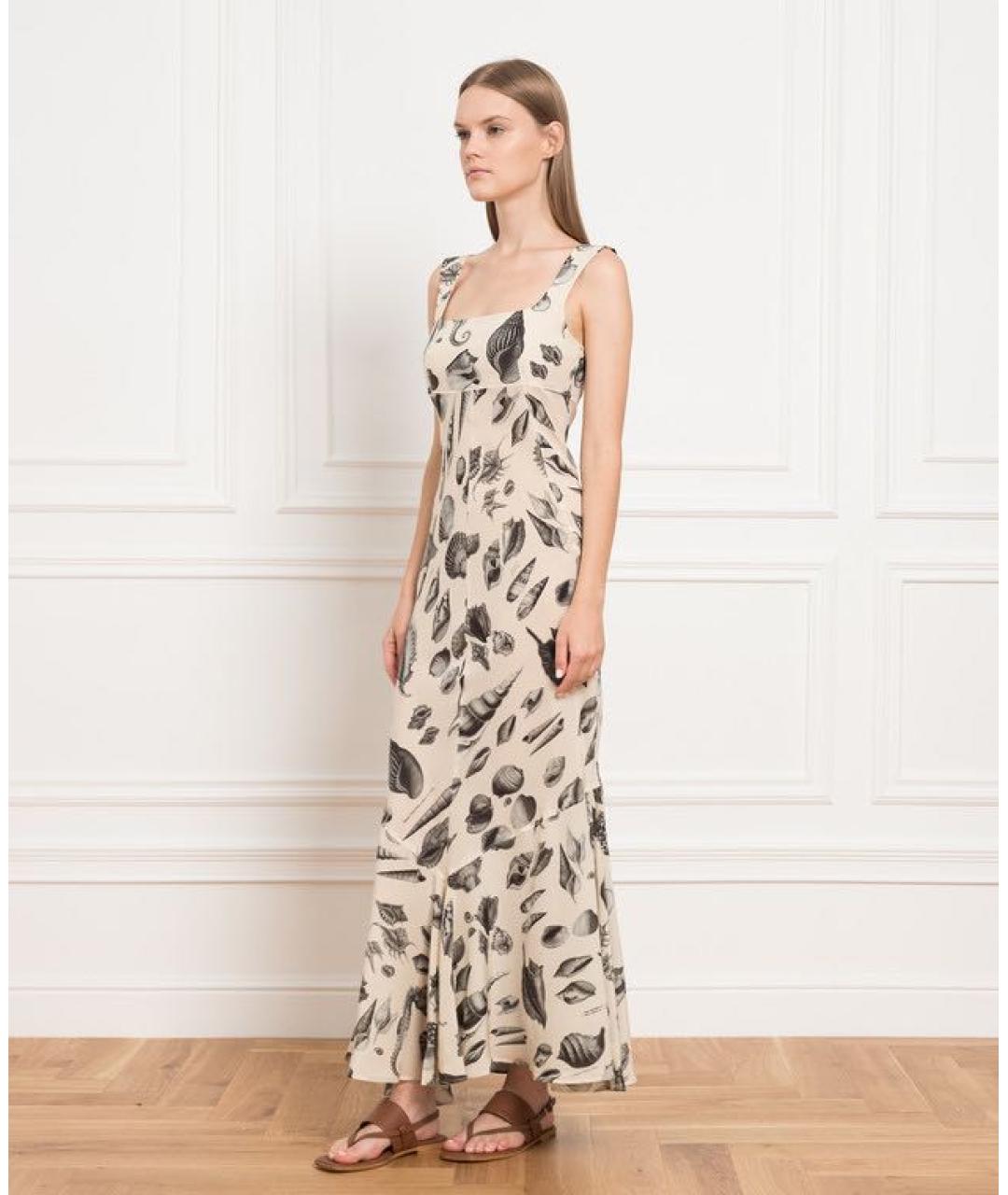 SPORTMAX Бежевый шелковый сарафан, фото 2