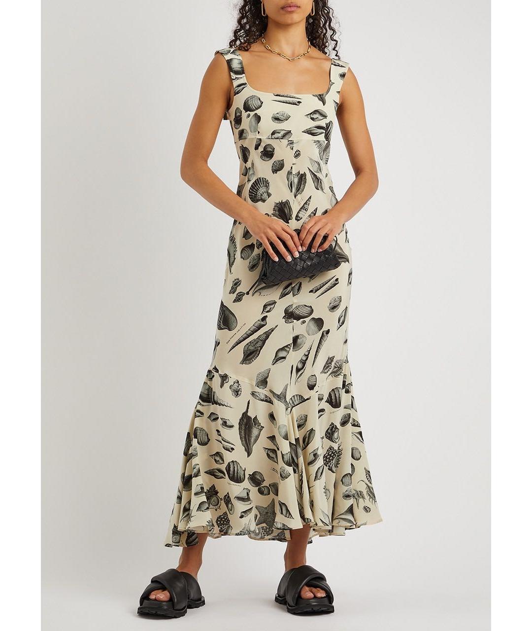 SPORTMAX Бежевый шелковый сарафан, фото 3