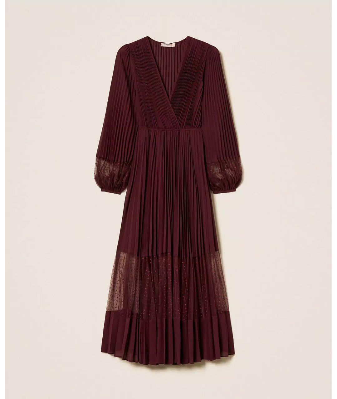 TWIN-SET Бордовое полиэстеровое вечернее платье, фото 6