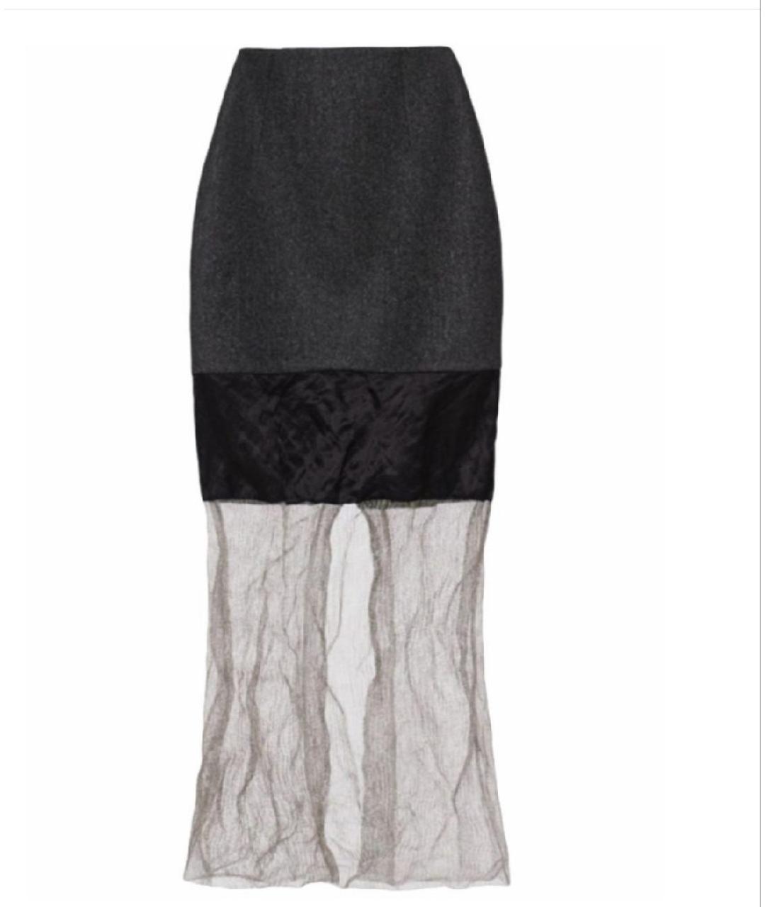 PRADA Серая шерстяная юбка миди, фото 7