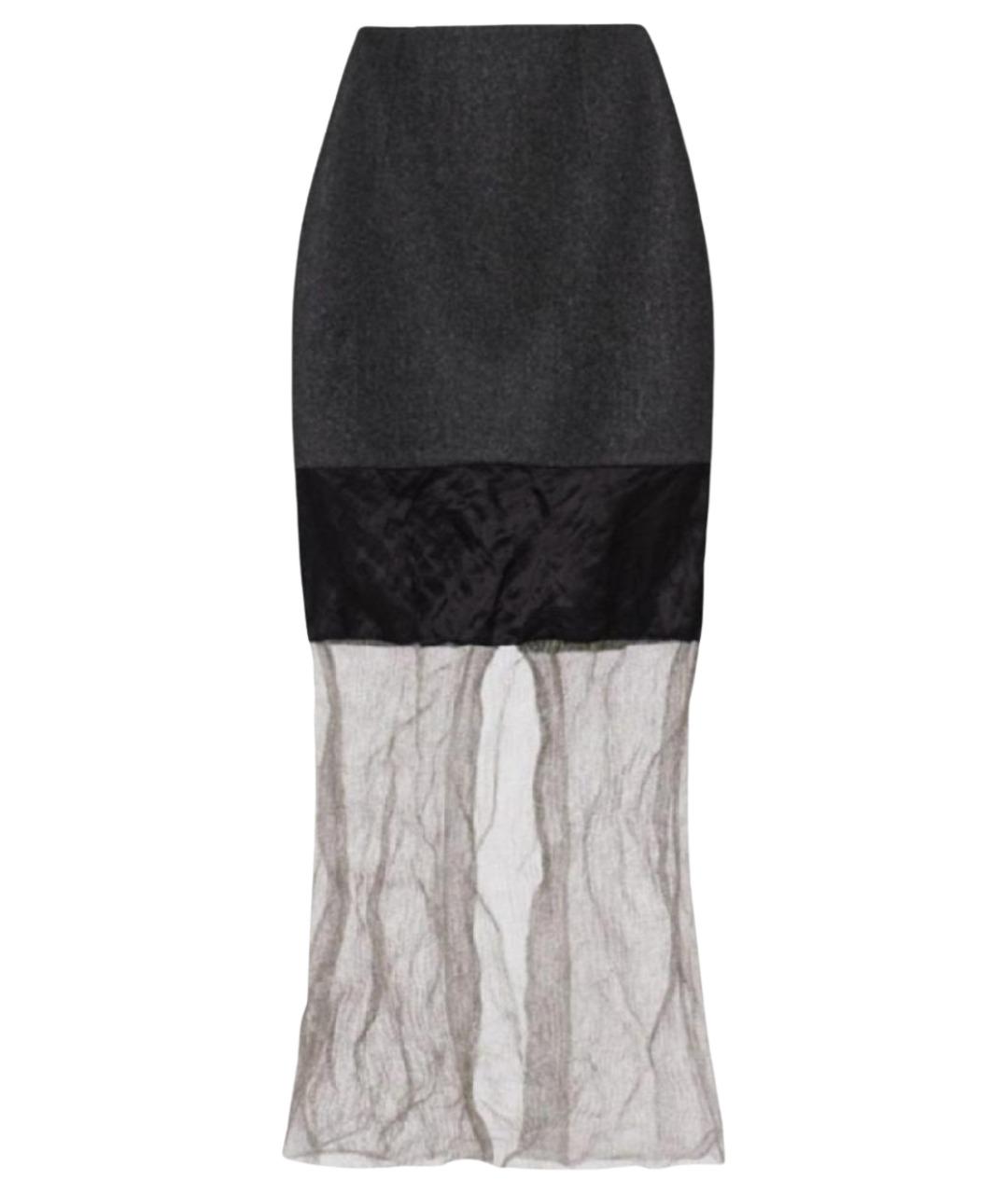 PRADA Серая шерстяная юбка миди, фото 1