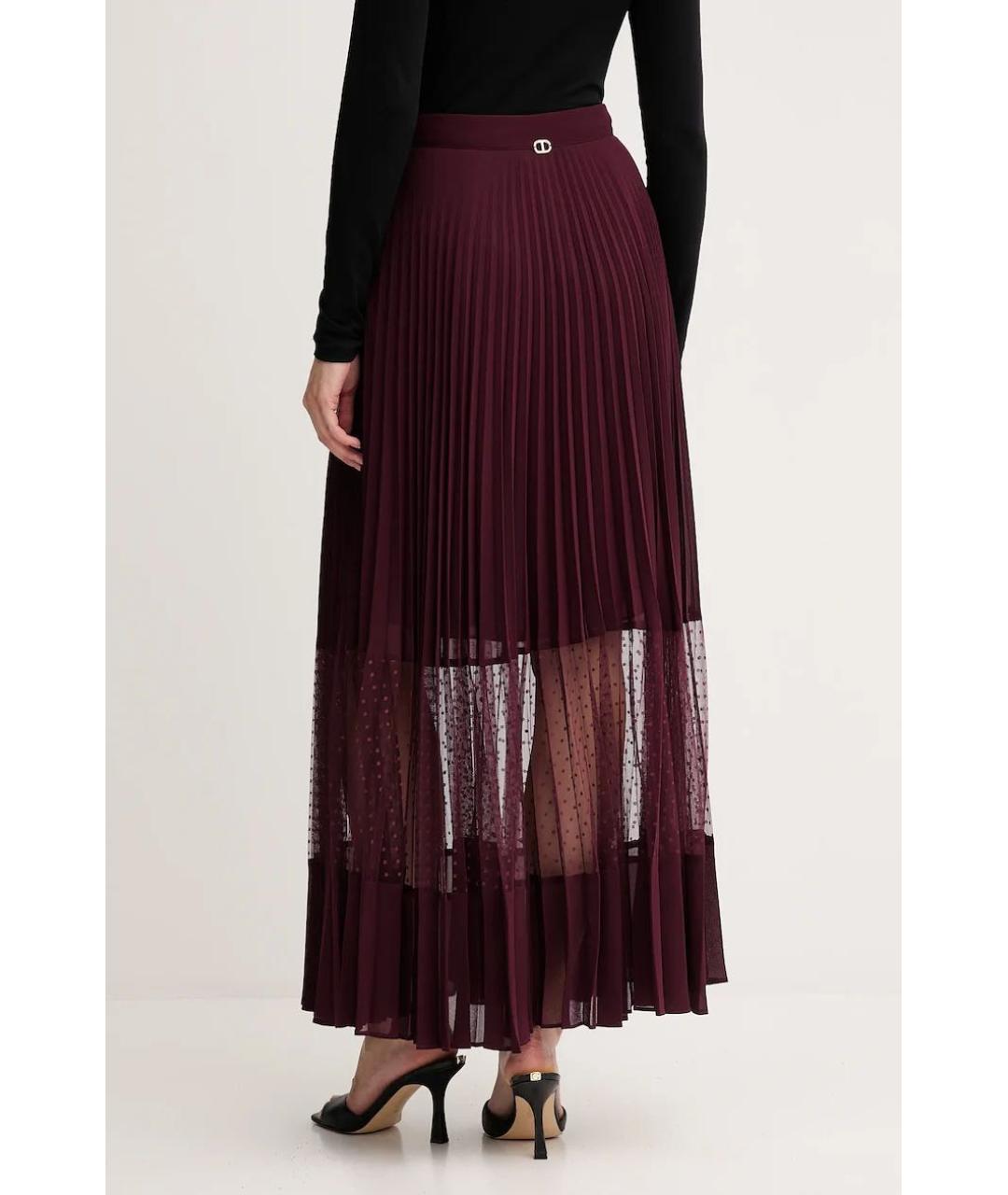 TWIN-SET Бордовая полиэстеровая юбка макси, фото 2