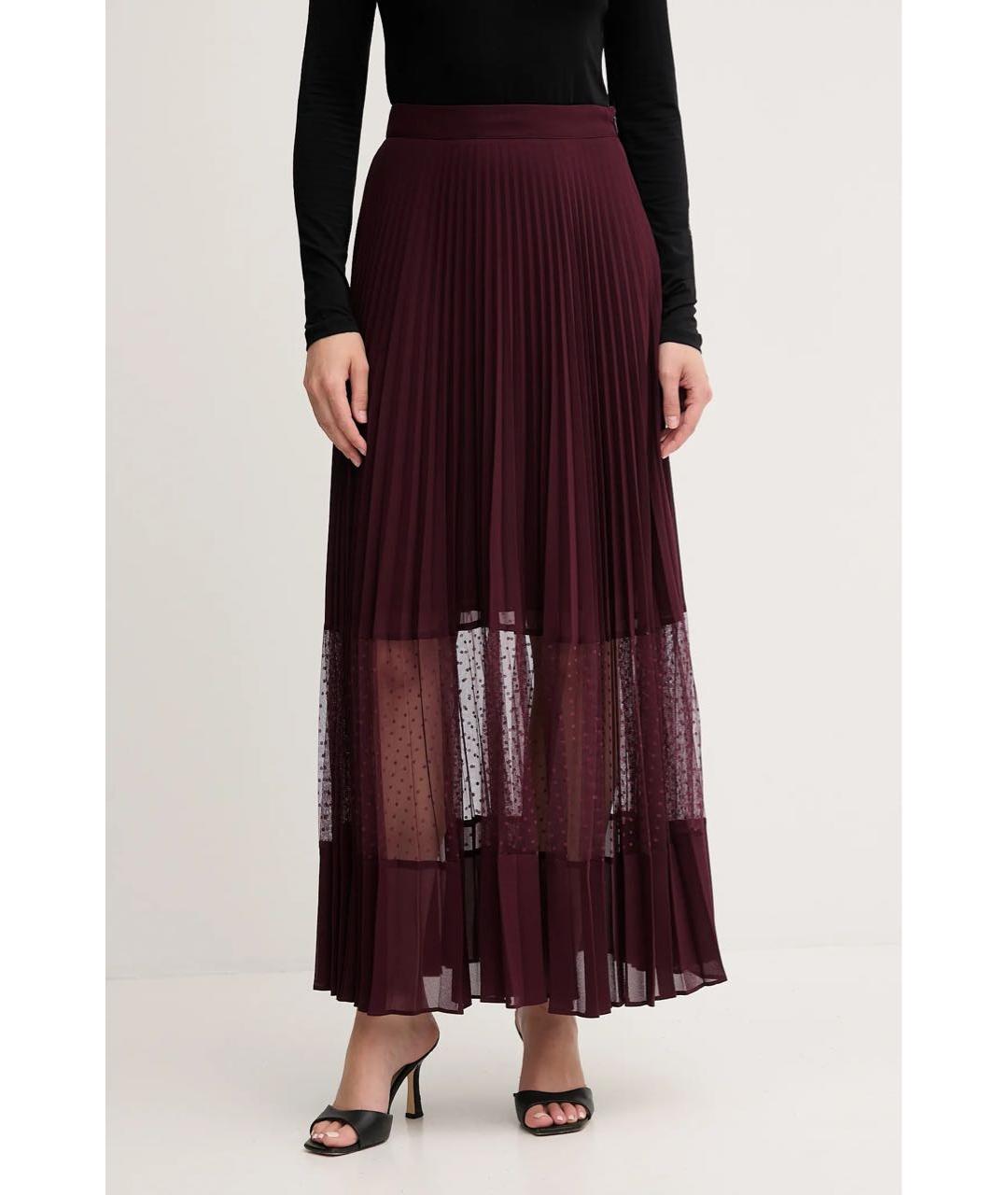TWIN-SET Бордовая полиэстеровая юбка макси, фото 3