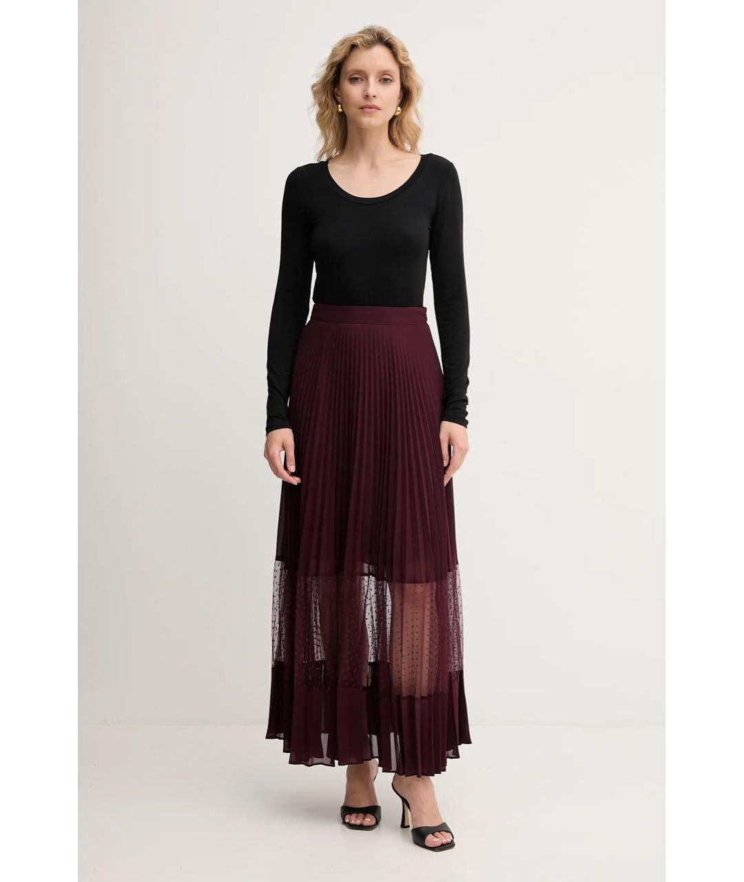 TWIN-SET Бордовая полиэстеровая юбка макси, фото 4