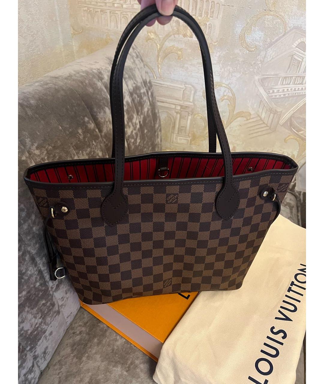 LOUIS VUITTON Коричневая кожаная сумка через плечо, фото 6