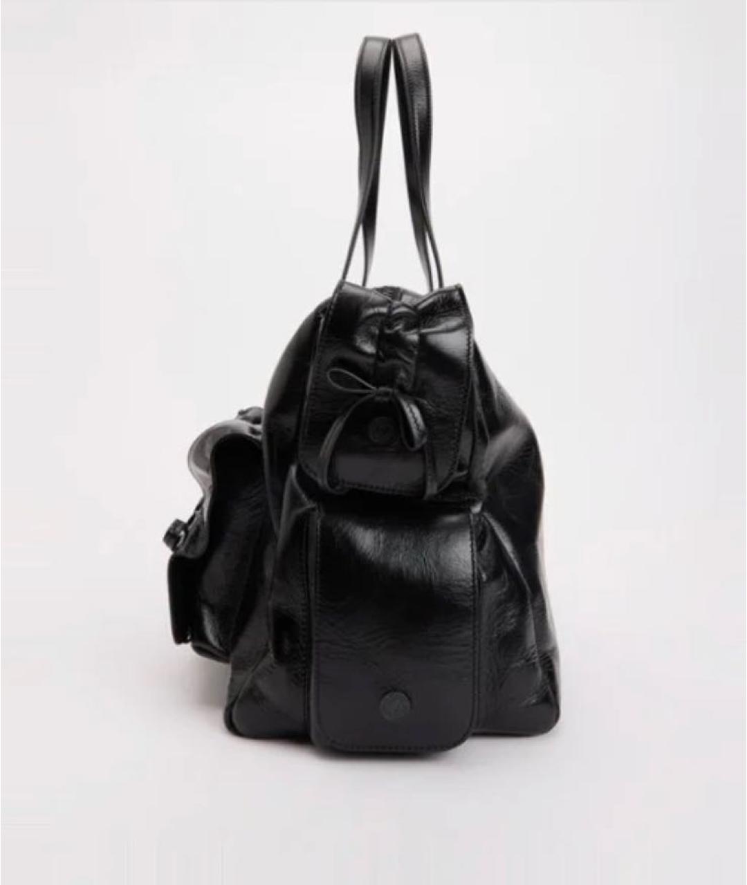 ACNE STUDIOS Черная кожаная сумка с короткими ручками, фото 4