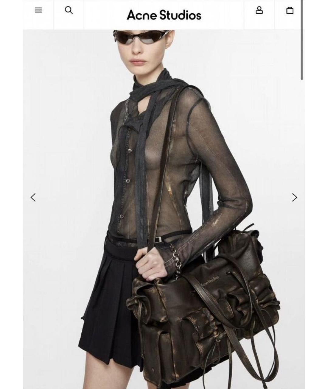 ACNE STUDIOS Черная кожаная сумка с короткими ручками, фото 7