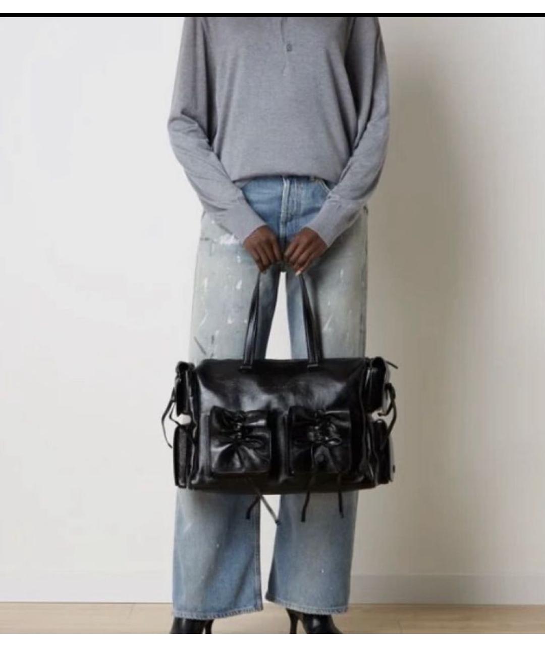 ACNE STUDIOS Черная кожаная сумка с короткими ручками, фото 6