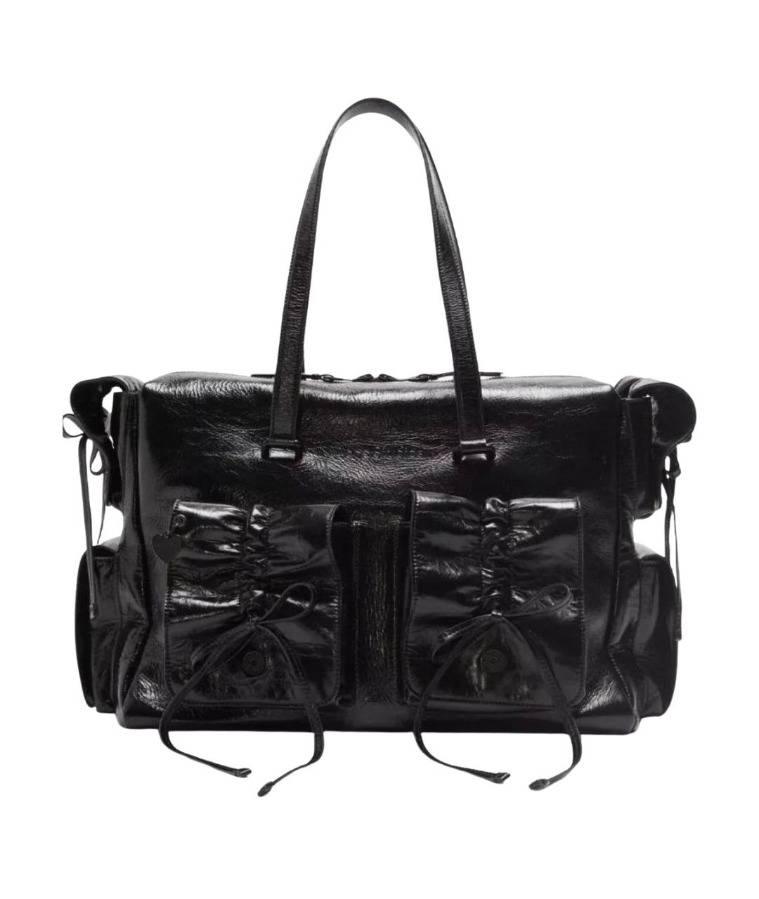 ACNE STUDIOS Черная кожаная сумка с короткими ручками, фото 1