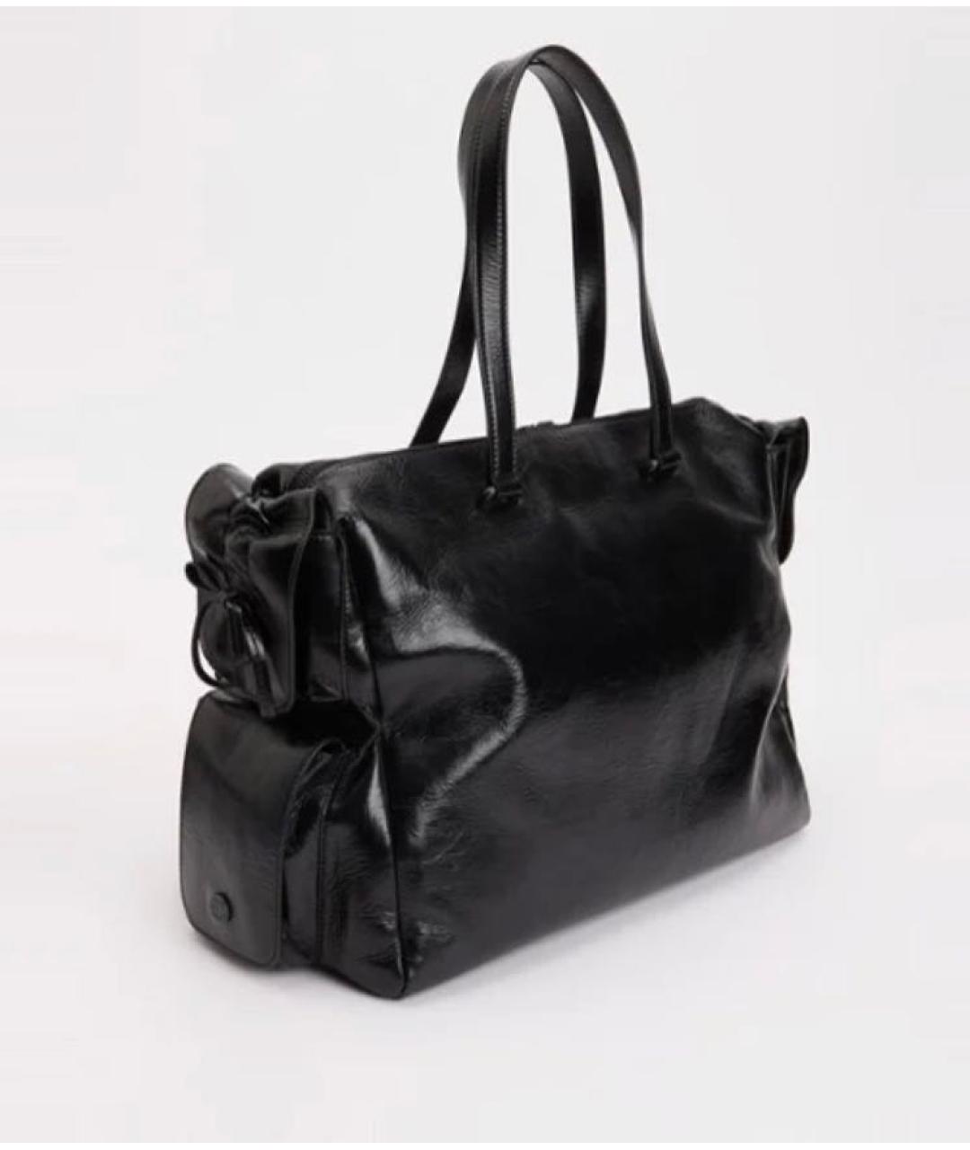 ACNE STUDIOS Черная кожаная сумка с короткими ручками, фото 2